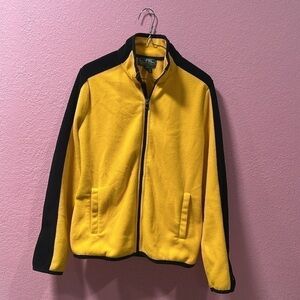 LAUREN RALPH LAUREN Women’s Black/Yellow Fleece Jacket Size L